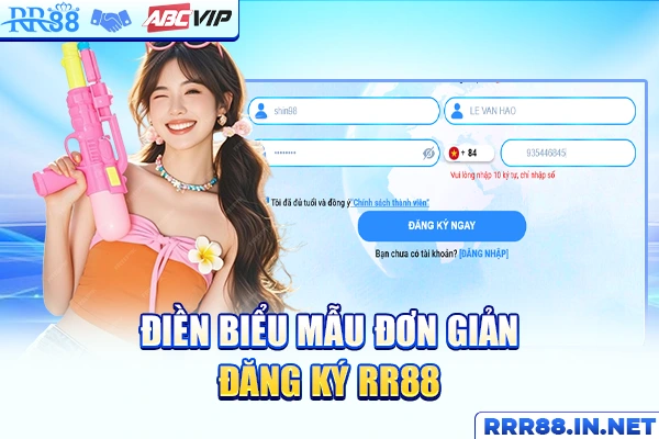 Điền biểu mẫu đơn giản đăng ký RR88